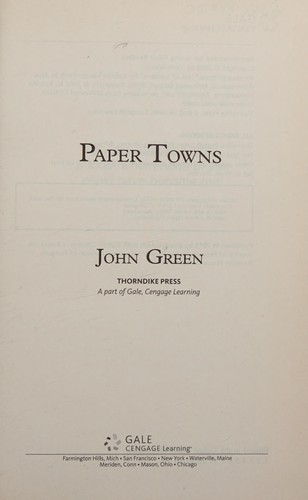 John Green - undifferentiated: Paper Towns (2015, Thorndike Press)