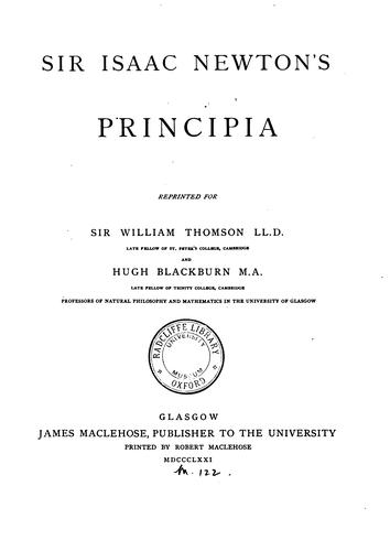 Sir Isaac Newton: Sir Isaac Newtonʼs Principia (Latin language, 1871, J. Maclehose)