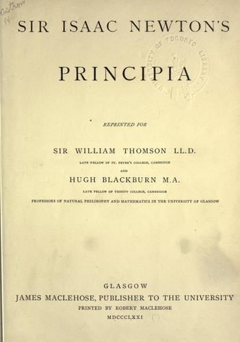 Sir Isaac Newton: Principia (1871, Maclehose)