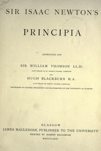 Sir Isaac Newton: Sir Isaac Newtonʼs Principia (1871, J. Maclehose)