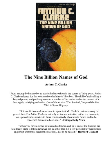 Arthur C. Clarke: Nine Billion Names (1974, Roc)