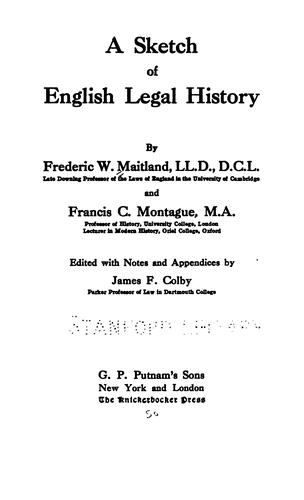 Frederic William Maitland: A sketch of English legal history (1915, G. P. Putnam's sons)