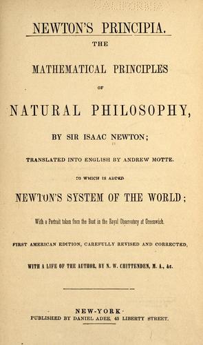 Sir Isaac Newton: Newton's Principia (1846, Published by Daniel Adee)