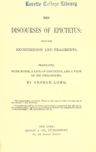 Epictetus: The discourses of Epictetus (1890, Hurst)