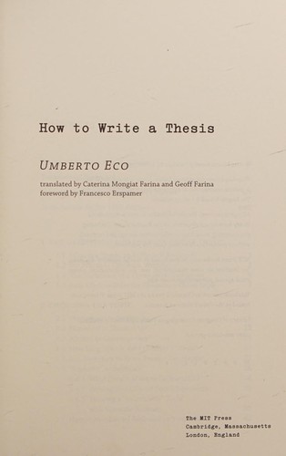 How to write a thesis (2015)